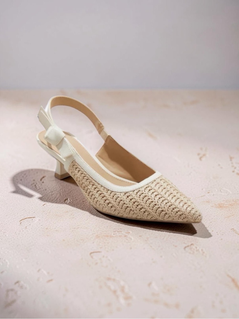 a new day Cream and White Pointed Slingback Heels